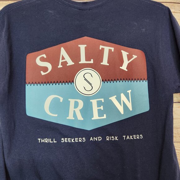 NWT Salty Crew T Shirt Men's Size S Blue Short Sleeve Thrill Seekers Risk Takers - Picture 10 of 11